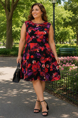 Floral whimsy office career floral London Times dress Size 14W dark feminine